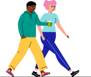 two people walking illustration